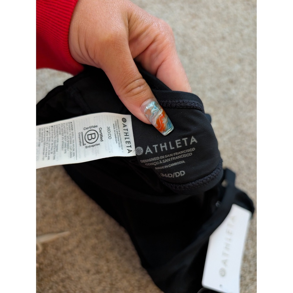 Athleta Square Neck Bra Cup Tankini Black Ruched Swim Top 36D/DD NWT - Picture 5 of 5